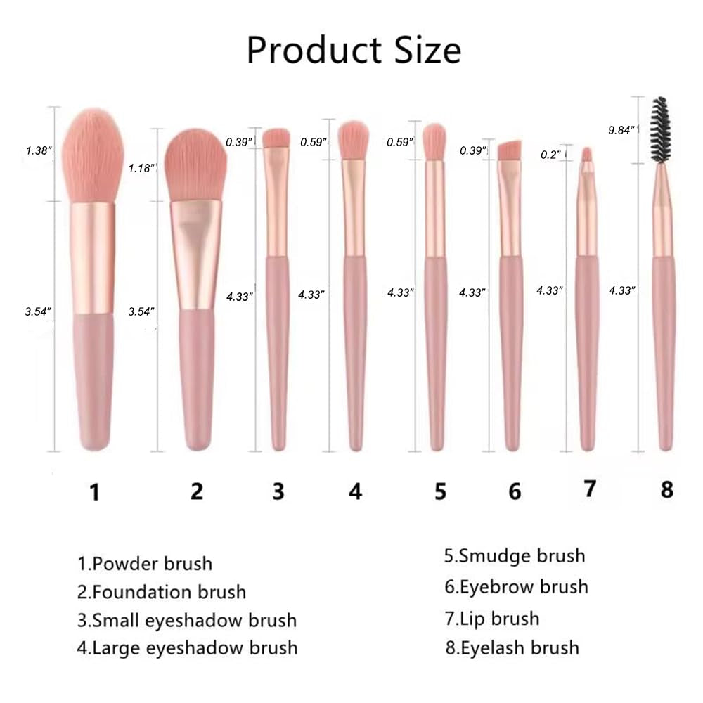10 Sets Travel Makeup Brush Set Brushes Bag Face Make up Brushes Angled Blush Brush for Wedding Bridal Shower Favors Bachelorette Party Gift (Apricot Pink)