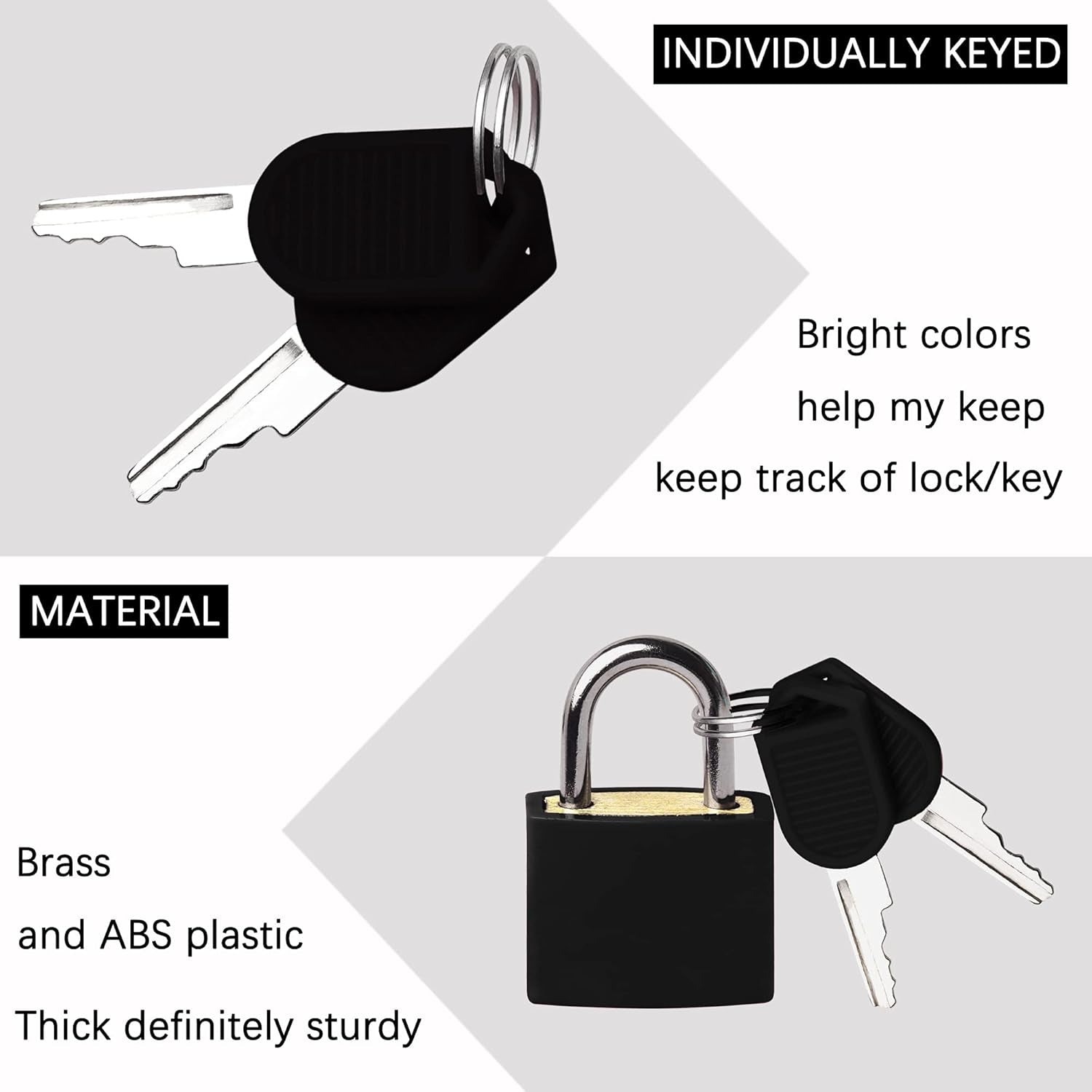 Padlock(10 Pack) Bulk Small Locks with Keys Home & School Essentials for Luggage Lock,Backpack,Suitcase Lock,Classroom Matching Game and More - Individually Keyed Padlocks