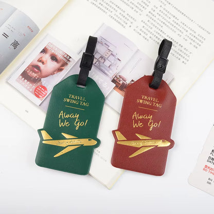 Travel Accessories Creative Aircraft PU Leather Luggage Tag Women Men Portable Label Suitcase ID Address Holder Baggage Boarding