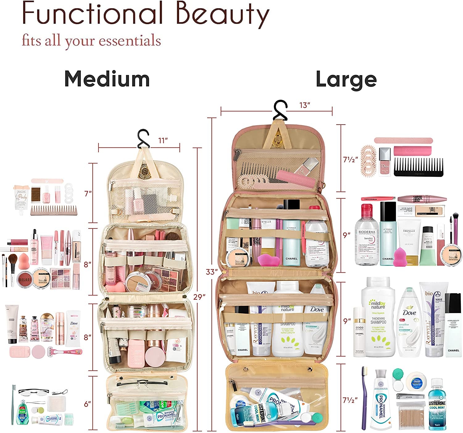 Travel Toiletry Bag for Women Is a Great Travel Bag & the Perfect Toiletry Bag for Traveling with Travel Size Toiletries, Great as Gifts for Women