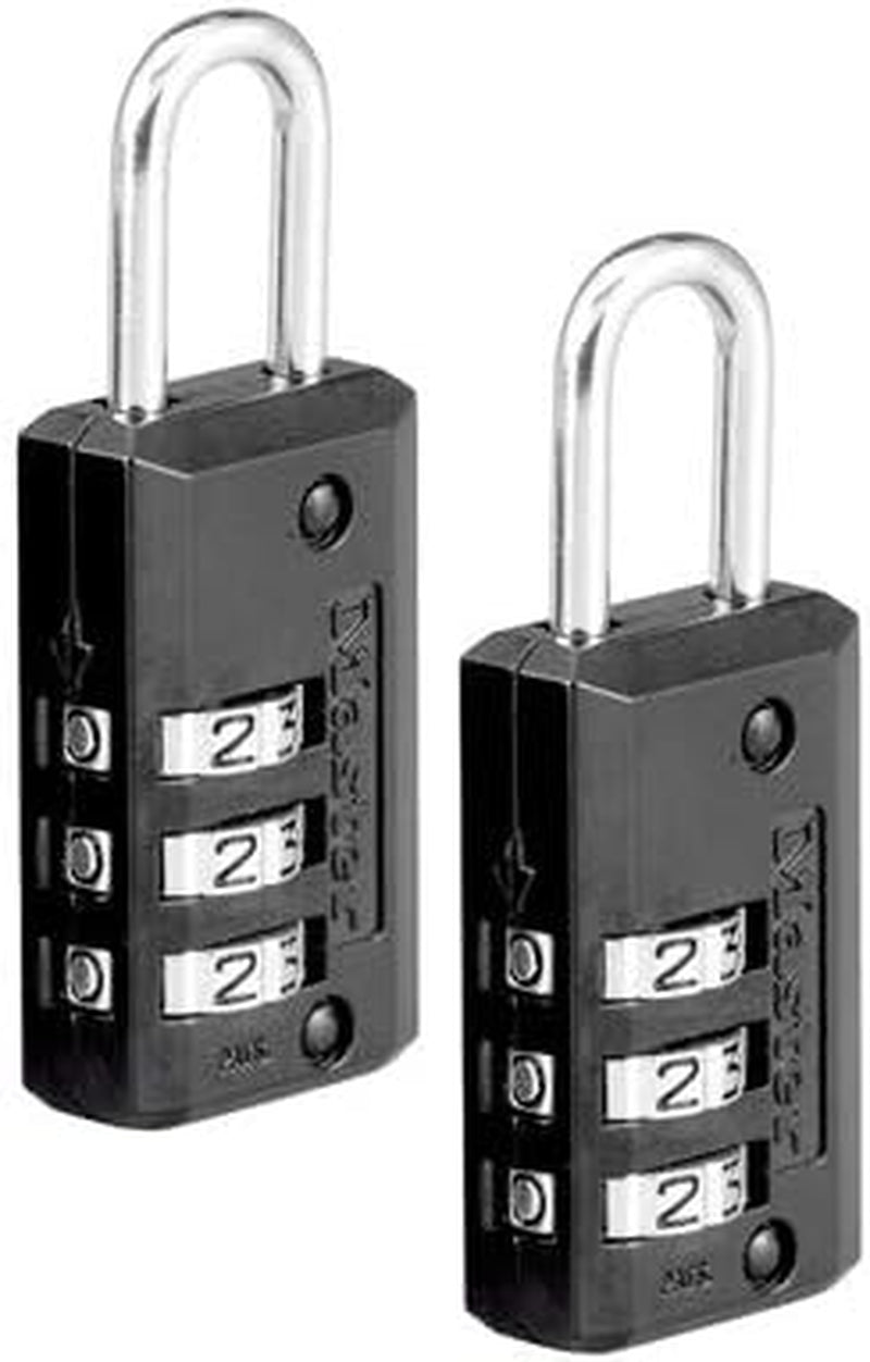 Black Set Your Own Combination Luggage Lock, Custom Combo Suitcase Padlock for Travel Bags or Backpacks, 646T , 2 Count ( Pack of 1)