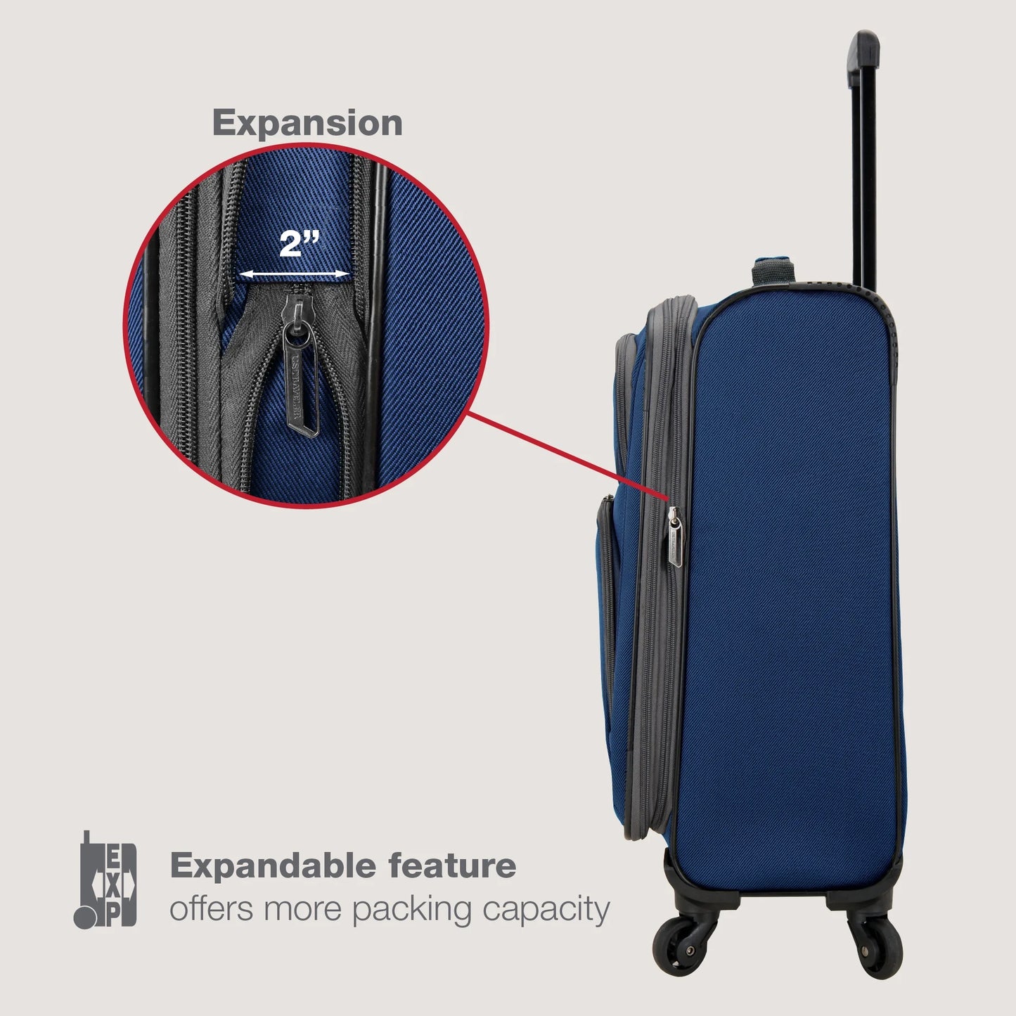 Forza 2-Piece Expandable Softside Carry-On Luggage Set – Spinner Wheels, Tsa-Approved, Tote Bag, Lightweight Travel Suitcase, Navy