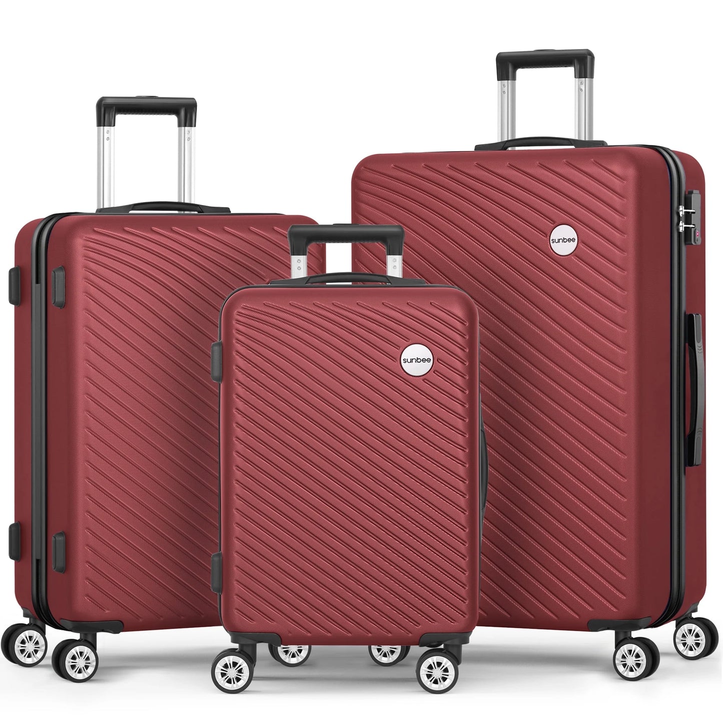 3 Piece Luggage Sets ABS Hardshell Hardside TSA Lock Lightweight Durable Spinner Wheels Suitcase