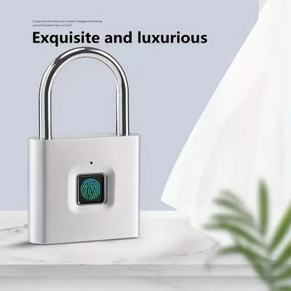 Smart Keyless USB Rechargeable Fingerprint Padlock Waterproof Door Lock 0.1 Second Unlock Portable Anti-Theft Padlock Zinc