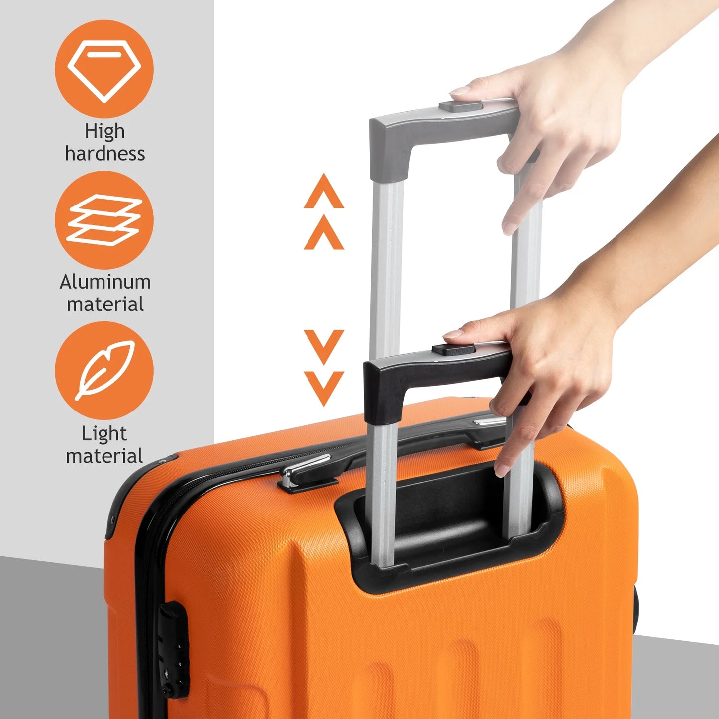 Hardside Lightweight Spinner Orange 3 Piece Luggage Set with TSA Lock