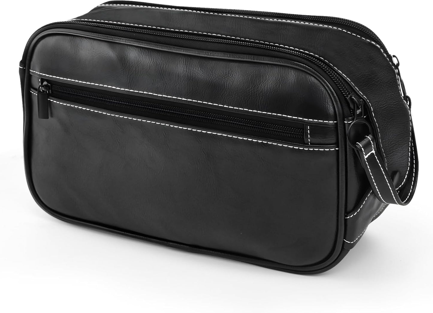 Mens Shaving Bag, Leather Travel Toiletry Bag for Men, Large Waterproof Bathroom Bags for Traveling, Travel Size Toiletries Cosmetic Bags Traveling Essentials