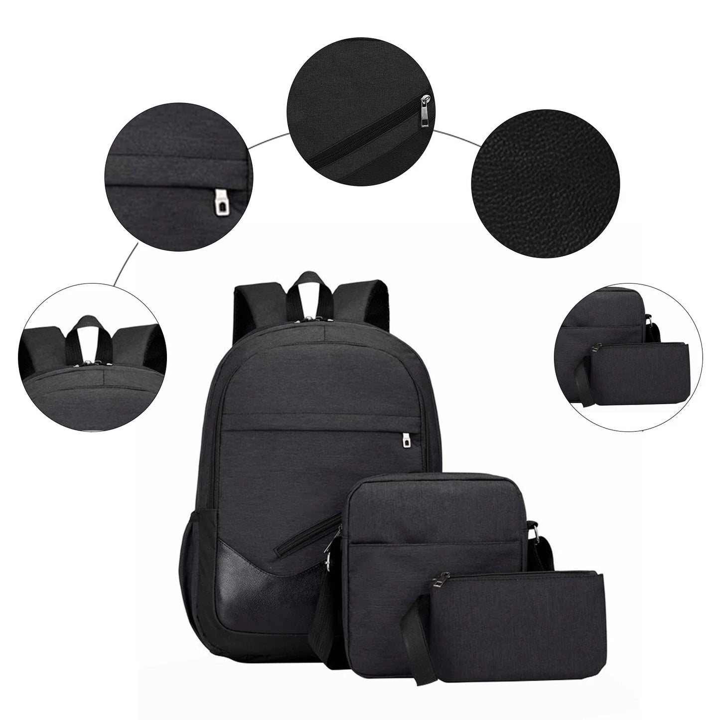 Travel Laptop Backpack Anti-Theft Bag with Usb Charging Port Large Women'S Men'S Travel Backpack with Crossbody and Coin Purse Durable College Bag Three Piece