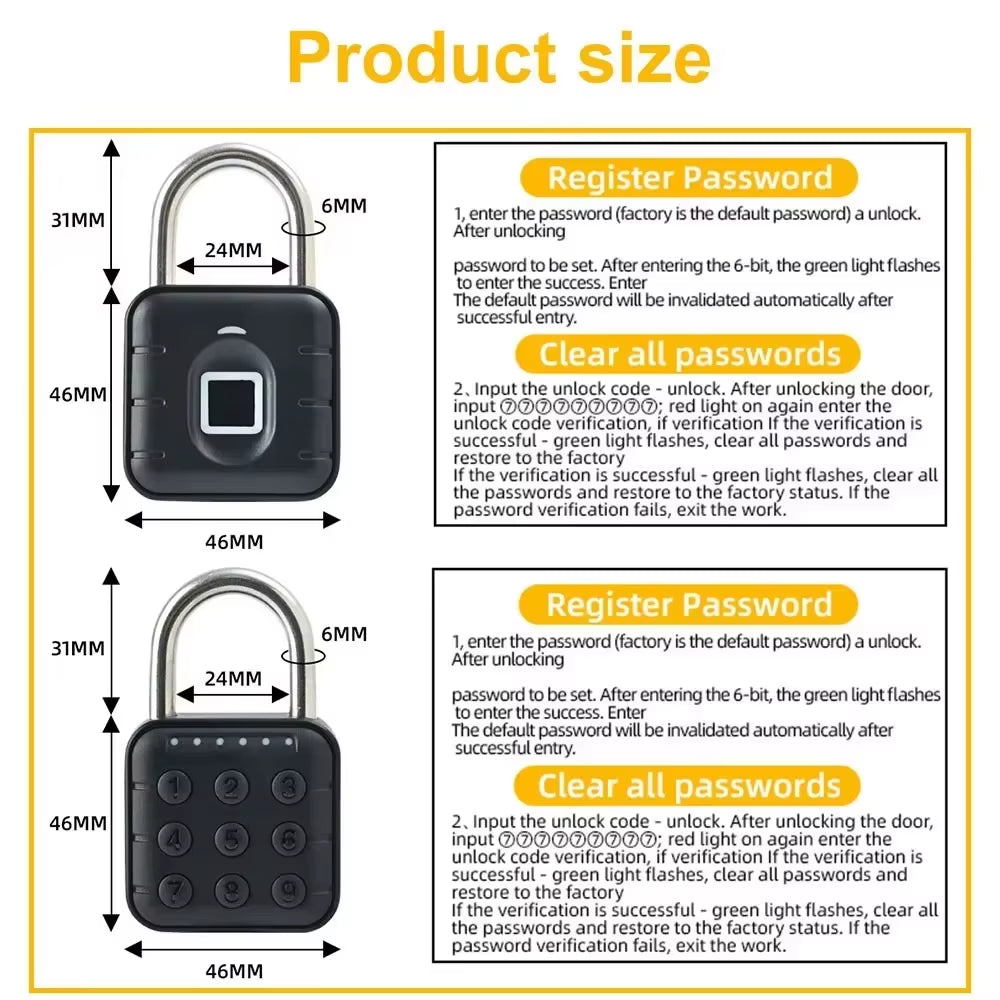 Xiaomi  Electronic Lock Bluetooth Fingerprint Padlock Digital Luggage Lock APP Temporary Password Remotely IP67 Waterproof