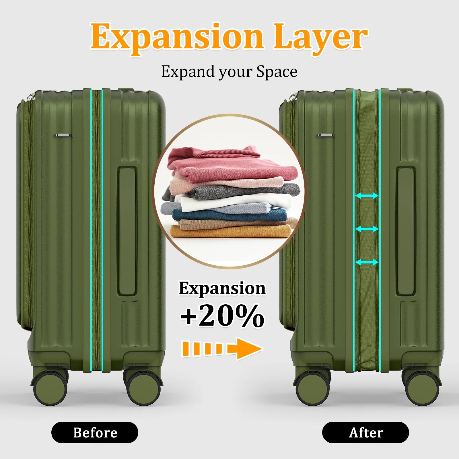 - 4 Luggage Sets PC Hardside Spinner Luggage -（Expandable Suitcase20"24"）28-In Checked Luggage