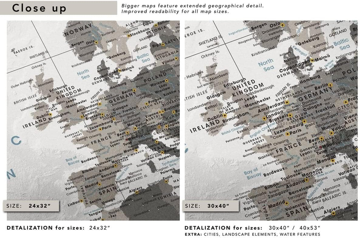 World Travel Wall Map Poster | Push Pin Travel Map Print for Travel Tracking (32 X 24)