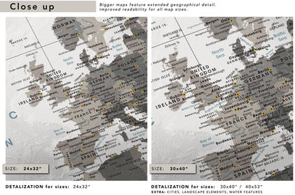 World Travel Wall Map Poster | Push Pin Travel Map Print for Travel Tracking (32 X 24)