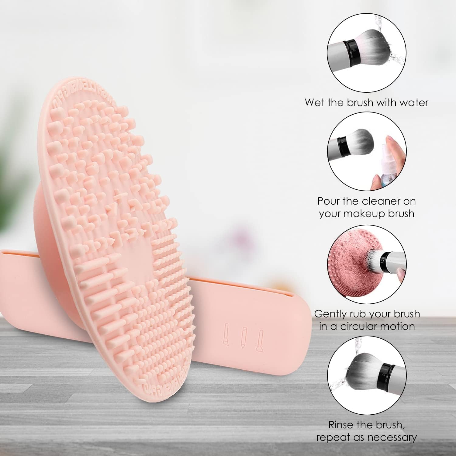 Travel Makeup Sponge Brush Holder - Soft Silicone Beauty Make up Brush Blender Case Organizer for Travel - Pink