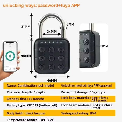 Xiaomi  Electronic Lock Bluetooth Fingerprint Padlock Digital Luggage Lock APP Temporary Password Remotely IP67 Waterproof