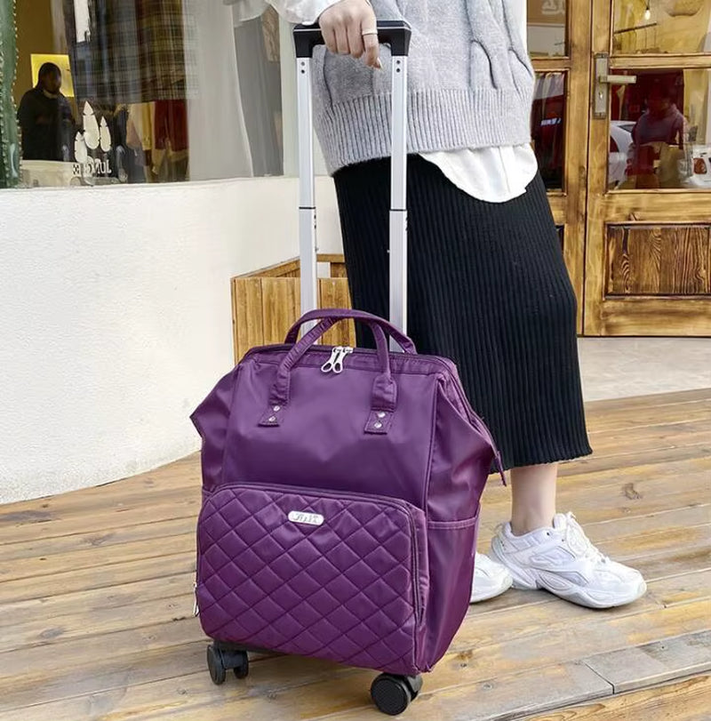 Wheeled Backpack for Women Travel Trolley Bags Travel Bag with Wheels Oxford Large Capacity Travel Rolling Luggage Backpack Bags