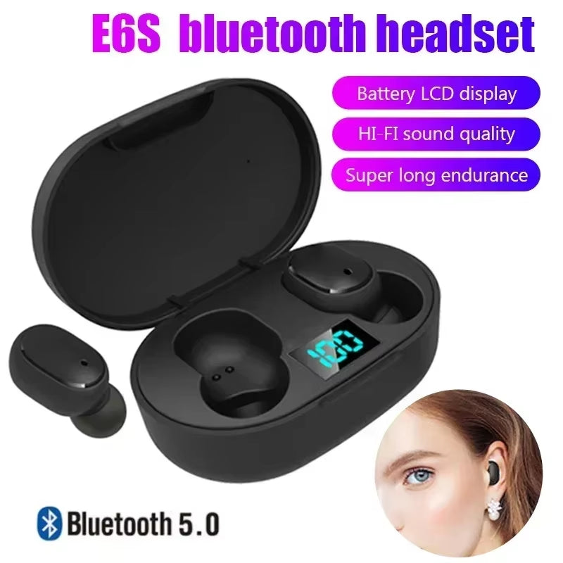 E6S Wireless Bluetooth Earphones TWS Bluetooth Headset Wireless Earbuds Noise Cancelling Earphones with Microphone Headphones