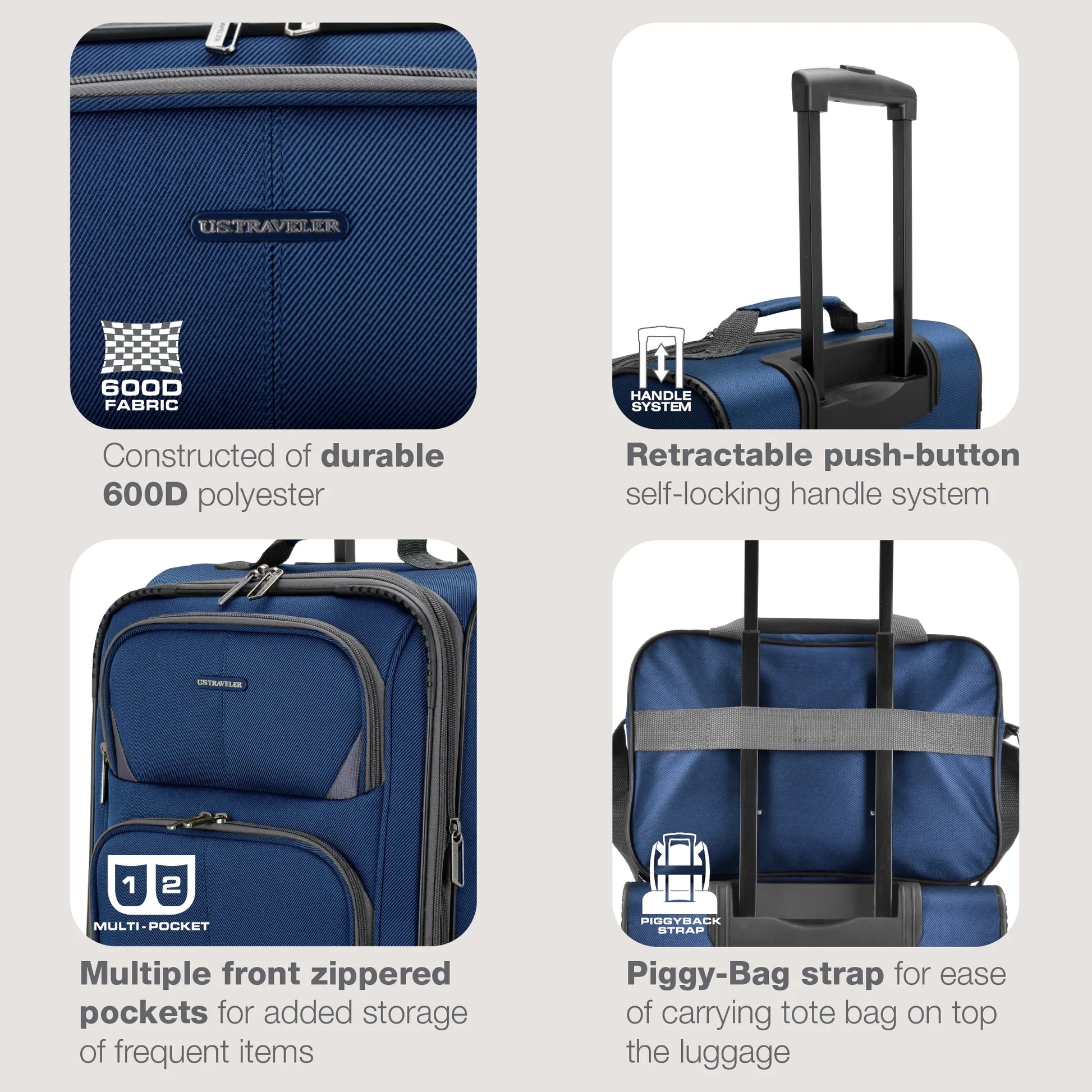 Forza 2-Piece Expandable Softside Carry-On Luggage Set – Spinner Wheels, Tsa-Approved, Tote Bag, Lightweight Travel Suitcase, Navy