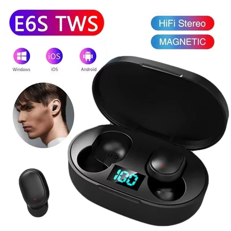 E6S Wireless Bluetooth Earphones TWS Bluetooth Headset Wireless Earbuds Noise Cancelling Earphones with Microphone Headphones