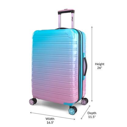 Hardside Fibertech 3 Piece Luggage Set, 20" Carry-On, 24" and 28" Checked Luggage, Cotton Candy