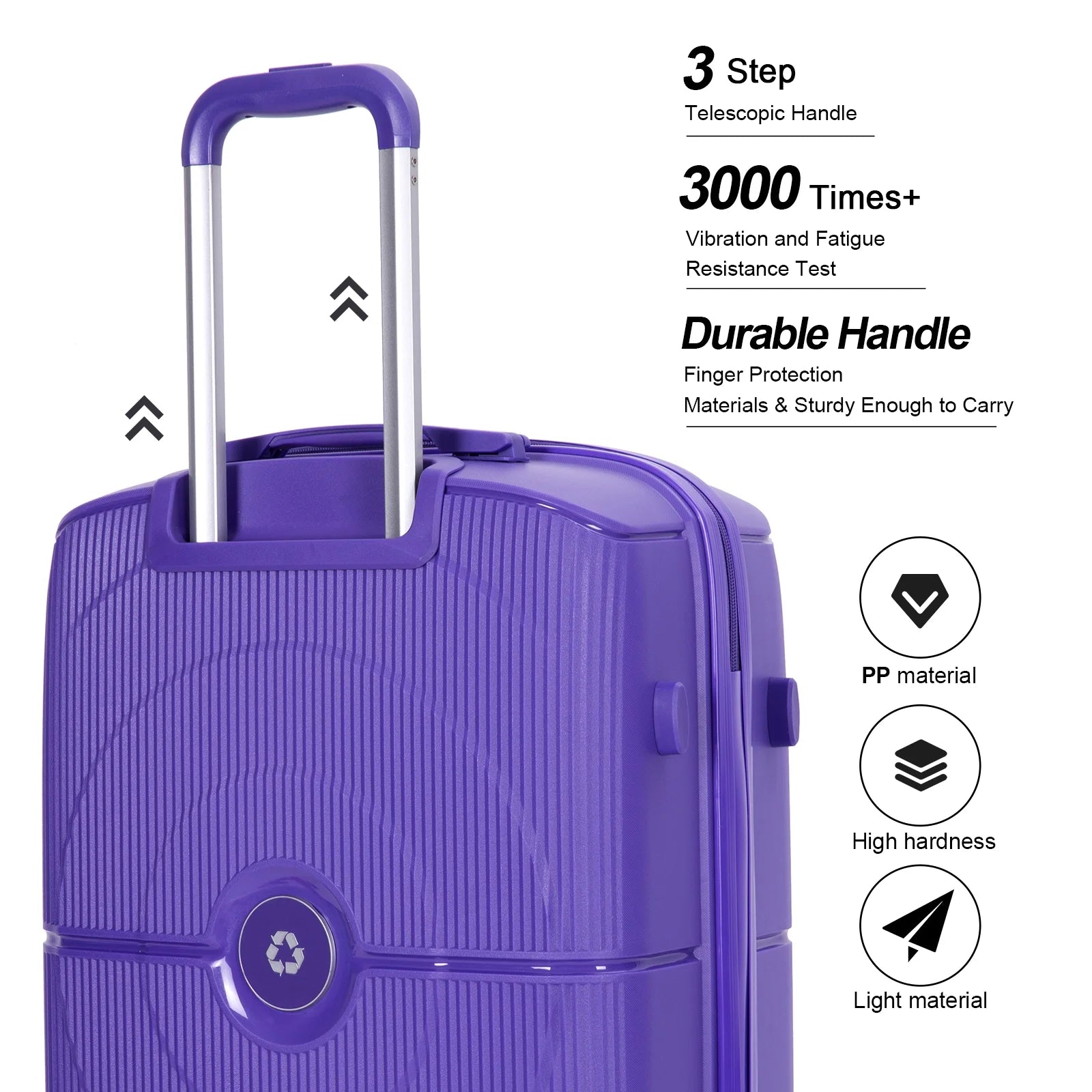 Luggage Sets 3 Piece, Hard Shell Suitcase Set with Spinner Wheels TSA Lock Carry on and Checked Luggage, Purple