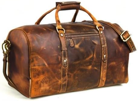 Leather Travel Duffel Bag | Gym Sports Bag Airplane Luggage Carry-On Bag | Gift for Father'S Day by Aaron Leather Goods