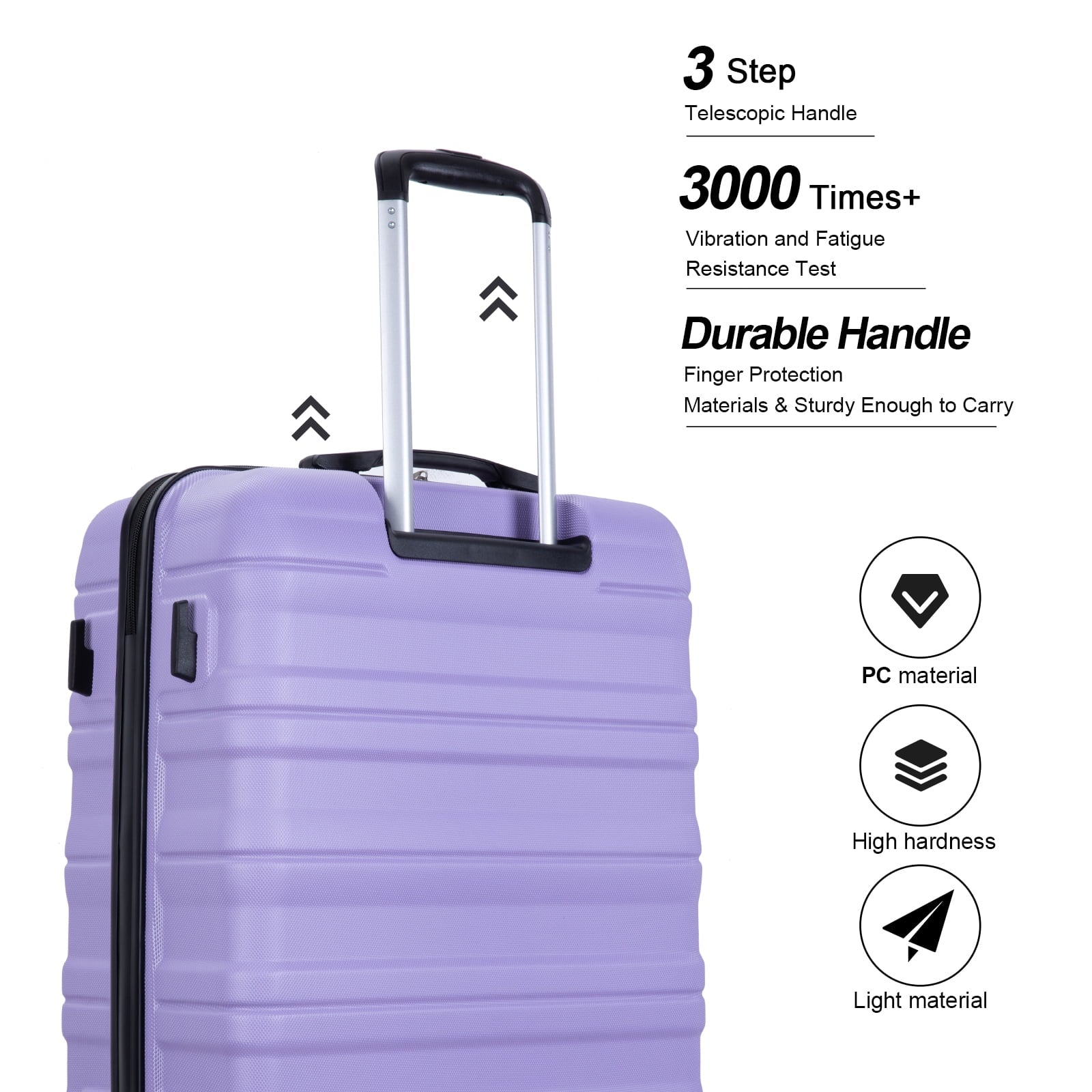 Hardside Luggage Set 3-Piece Set (21/25/29) Lightweight Suitcase 4-Wheeled Suitcase Set(Purple)