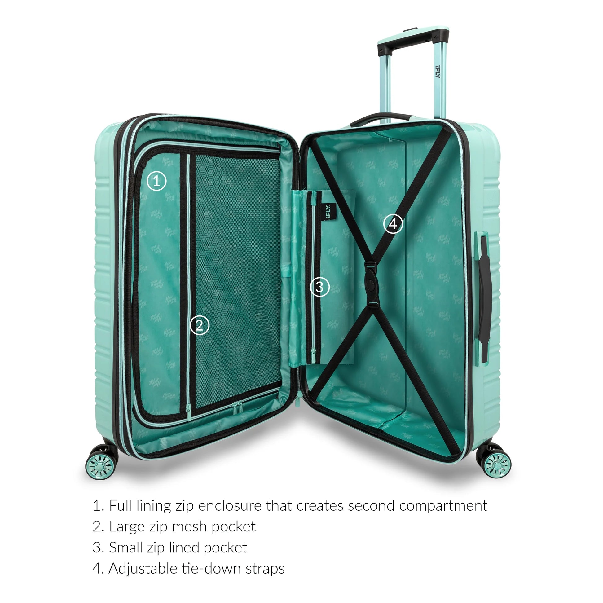 Hardside Luggage Fibertech 2 Piece Set, 20" Carry-On and 28" Checked Luggage, Mint