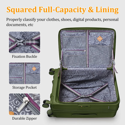 - 4 Luggage Sets PC Hardside Spinner Luggage -（Expandable Suitcase20"24"）28-In Checked Luggage