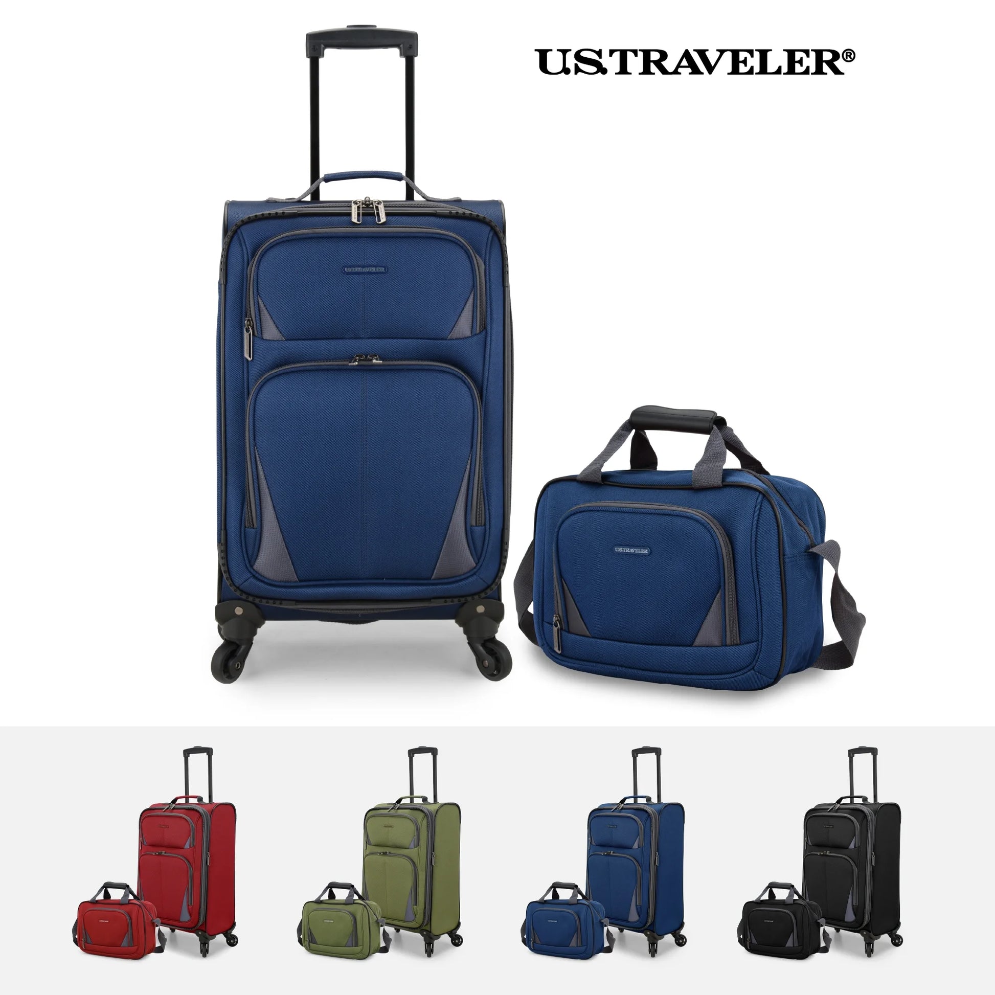 Forza 2-Piece Expandable Softside Carry-On Luggage Set – Spinner Wheels, Tsa-Approved, Tote Bag, Lightweight Travel Suitcase, Navy