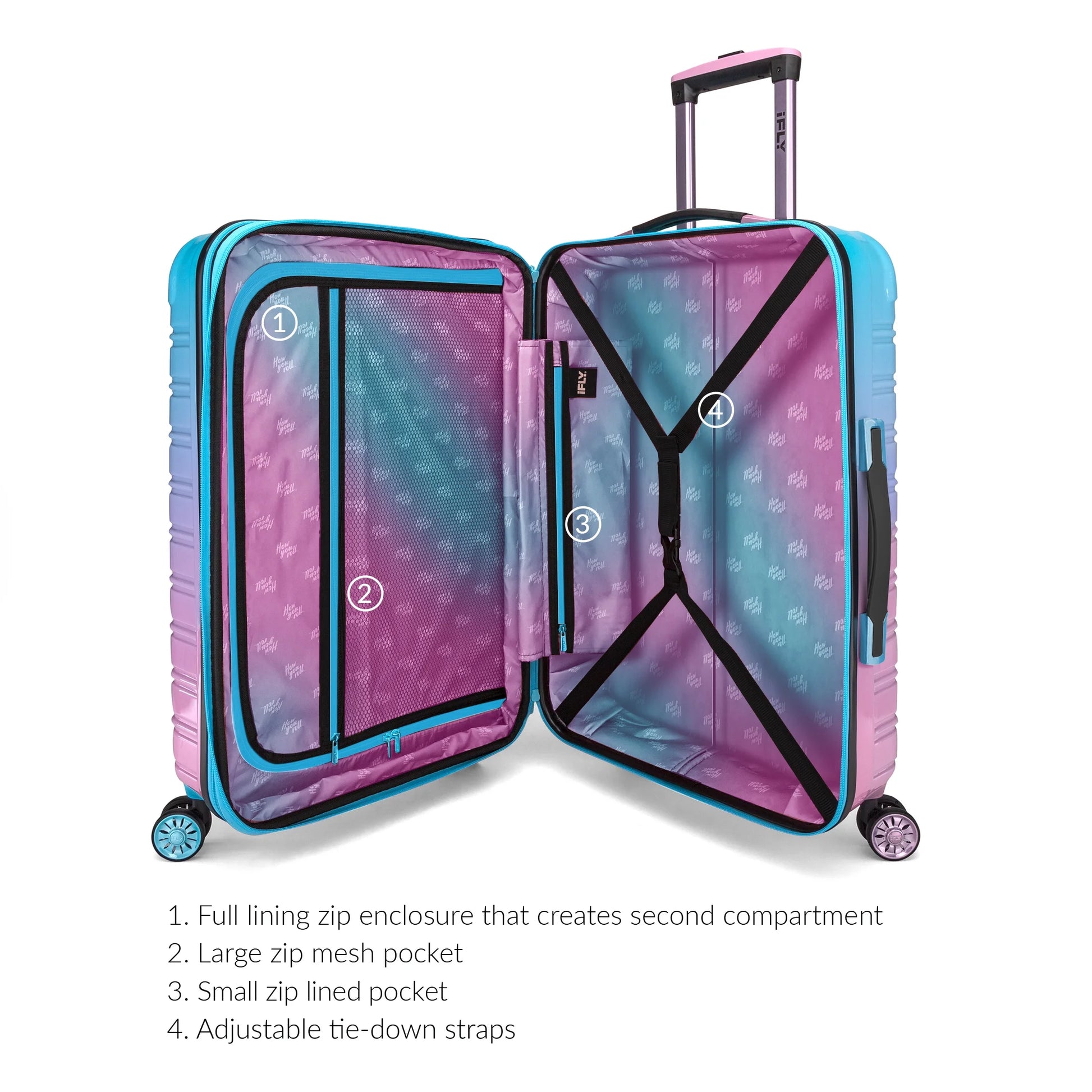 Hardside Fibertech 3 Piece Luggage Set, 20" Carry-On, 24" and 28" Checked Luggage, Cotton Candy