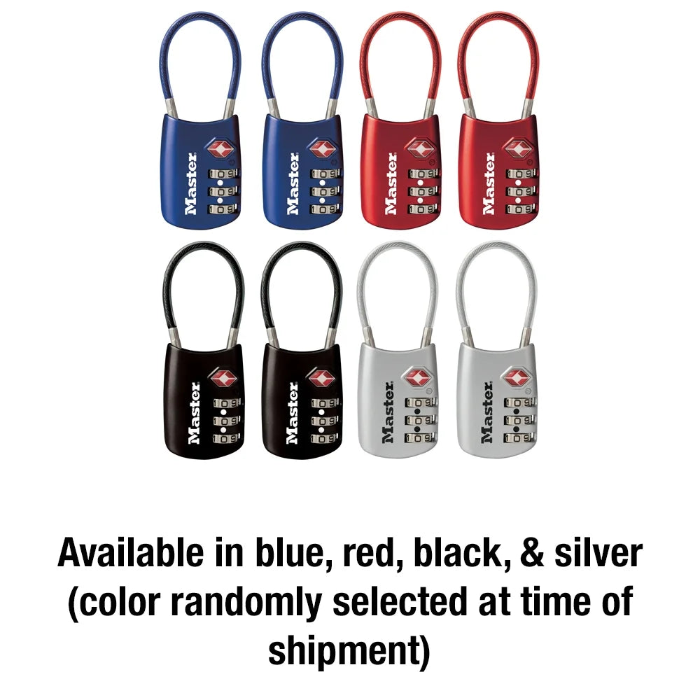 4688T Set Your Own Combination Tsa-Accepted Cable Padlock, Assorted Colors, 2 Pack