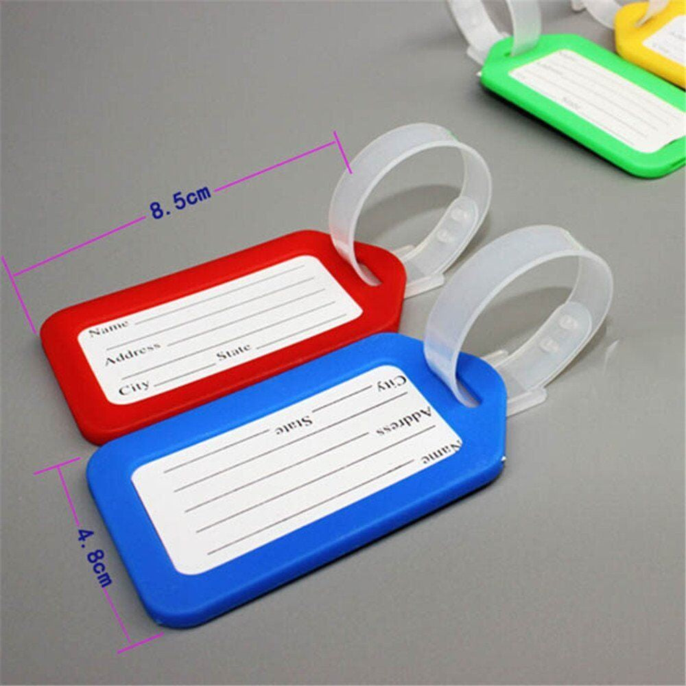 10 Travel Luggage Bag Tag Plastic Suitcase Baggage Office Name Address ID Label