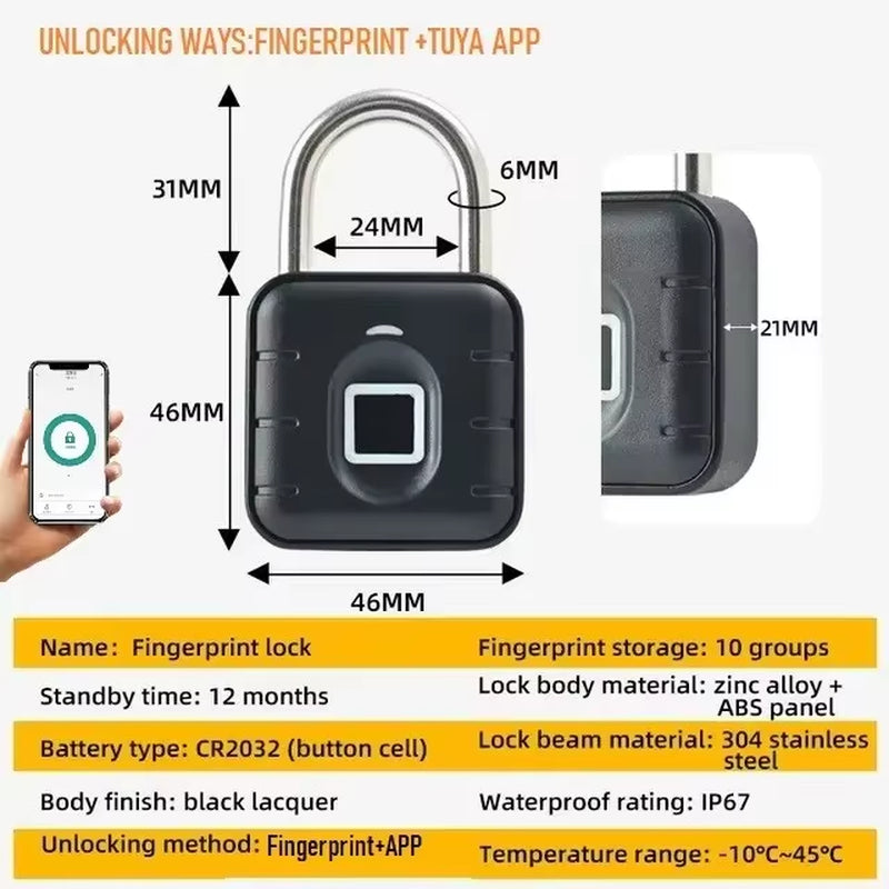 Xiaomi  Electronic Lock Bluetooth Fingerprint Padlock Digital Luggage Lock APP Temporary Password Remotely IP67 Waterproof