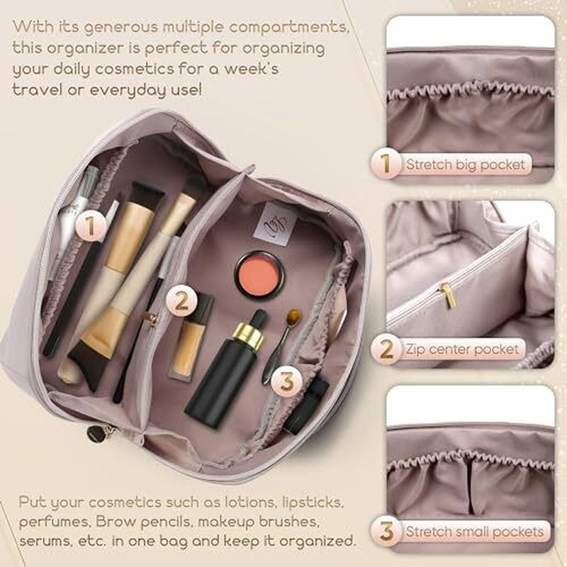 Levitural Large Capacity Travel Makeup Bag - Travel Makeup Bag in Gray