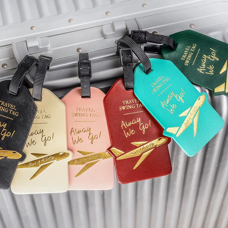 Travel Accessories Creative Aircraft PU Leather Luggage Tag Women Men Portable Label Suitcase ID Address Holder Baggage Boarding