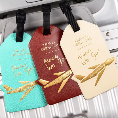 Travel Accessories Creative Aircraft PU Leather Luggage Tag Women Men Portable Label Suitcase ID Address Holder Baggage Boarding