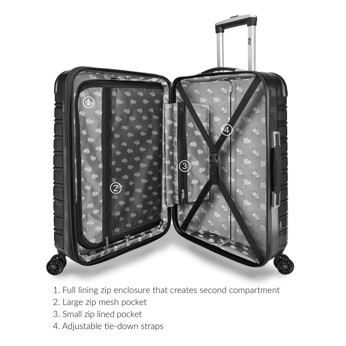 Hardside Fibertech Luggage 28" Checked Luggage, Black