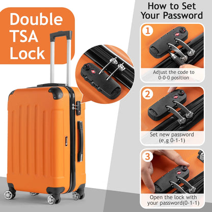 Hardside Lightweight Spinner Orange 3 Piece Luggage Set with TSA Lock