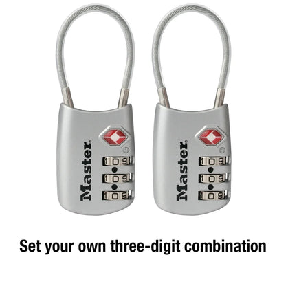 4688T Set Your Own Combination Tsa-Accepted Cable Padlock, Assorted Colors, 2 Pack