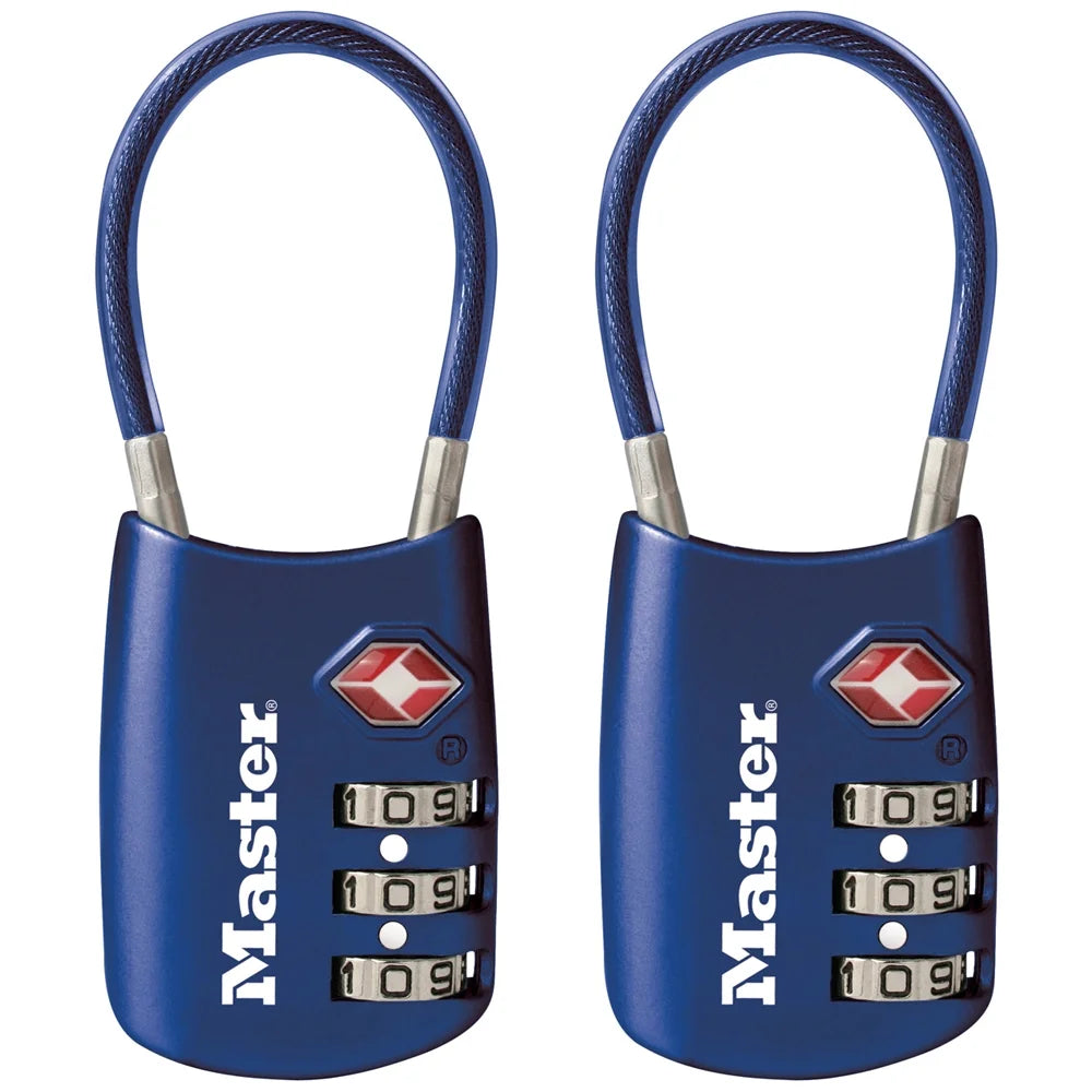 4688T Set Your Own Combination Tsa-Accepted Cable Padlock, Assorted Colors, 2 Pack