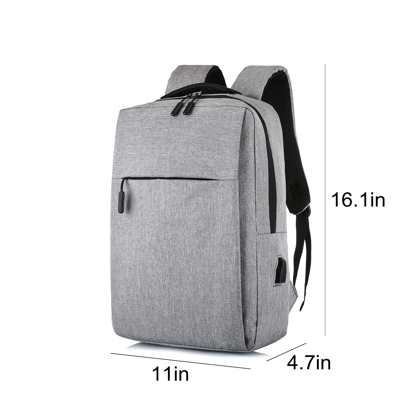 Gray Laptop Backpack 15.6 Inch, Business Slim Durable Laptops Travel Backpacks with USB Charging Port, College School Computer Bag Gifts for Men and Women