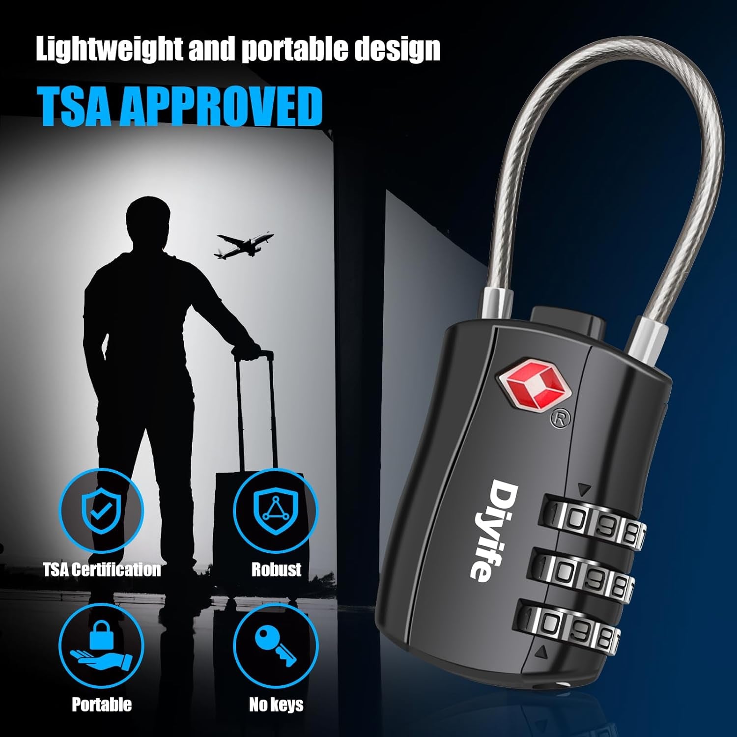 TSA Luggage Locks, [ Zinc Alloy Version][2 Pcs]  TSA Approved Luggage Lock 3-Digit Re-Settable Combination Lock, Code Lock for Travel Suitcase Luggage Bag Lockers (Black)