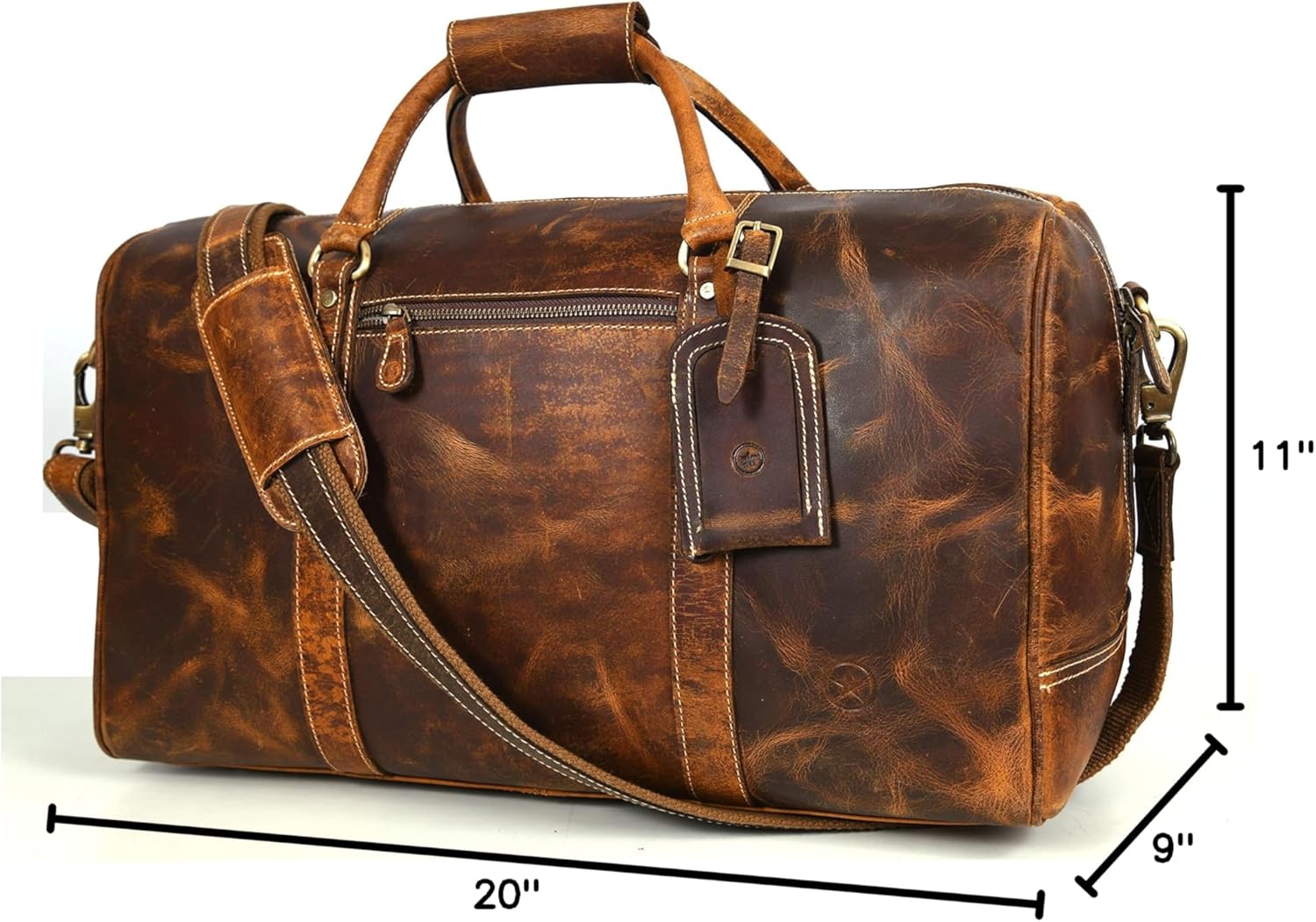 Leather Travel Duffel Bag | Gym Sports Bag Airplane Luggage Carry-On Bag | Gift for Father'S Day by Aaron Leather Goods