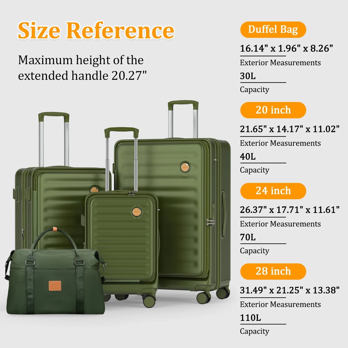 - 4 Luggage Sets PC Hardside Spinner Luggage -（Expandable Suitcase20"24"）28-In Checked Luggage