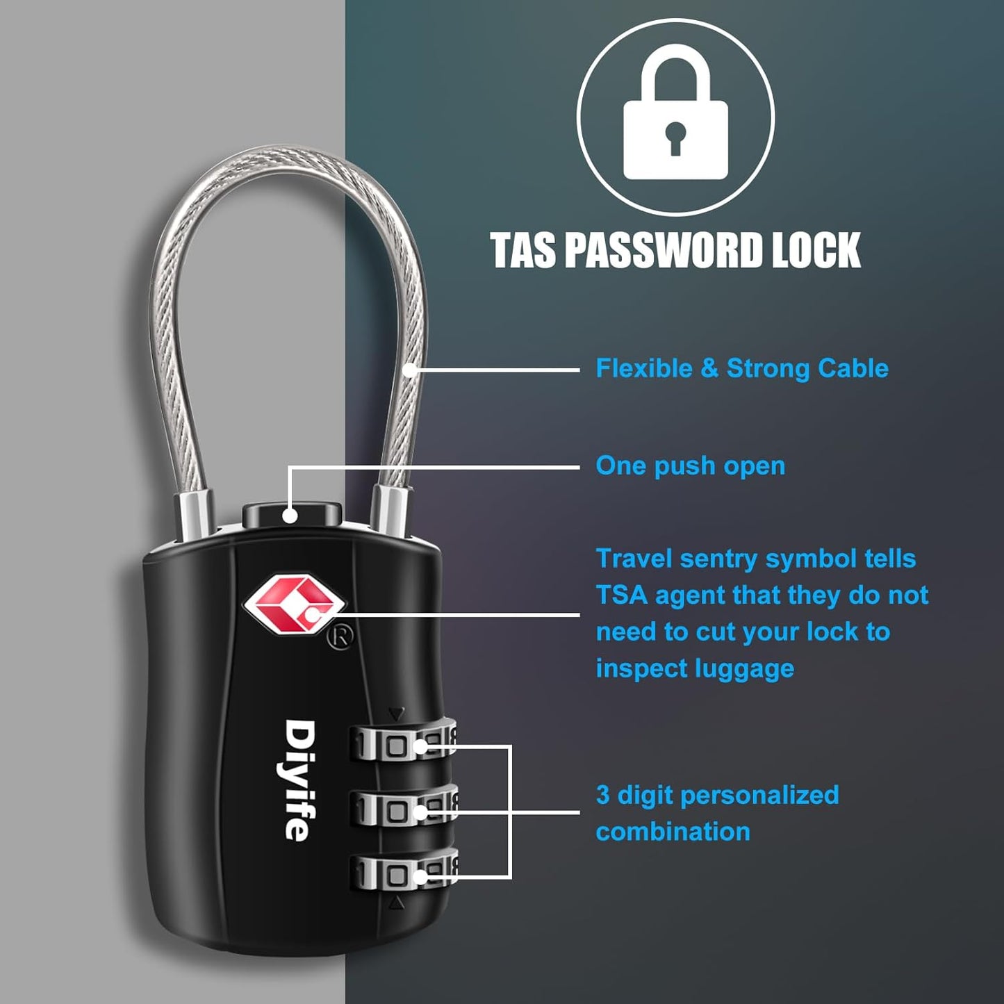 TSA Luggage Locks, [ Zinc Alloy Version][2 Pcs]  TSA Approved Luggage Lock 3-Digit Re-Settable Combination Lock, Code Lock for Travel Suitcase Luggage Bag Lockers (Black)