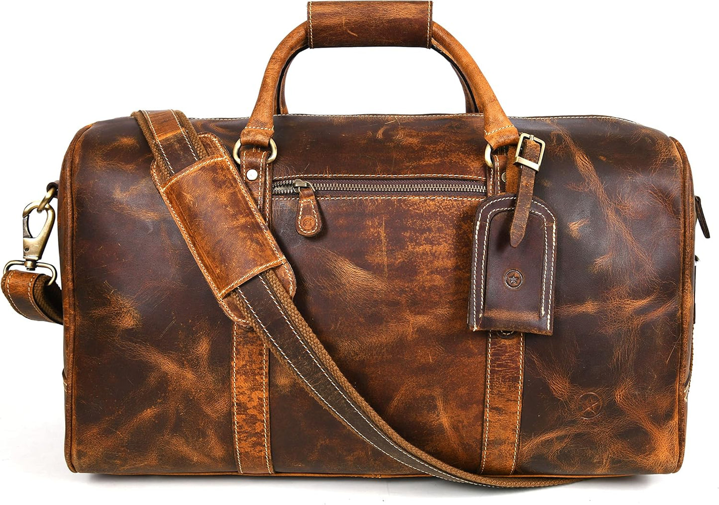 Leather Travel Duffel Bag | Gym Sports Bag Airplane Luggage Carry-On Bag | Gift for Father'S Day by Aaron Leather Goods