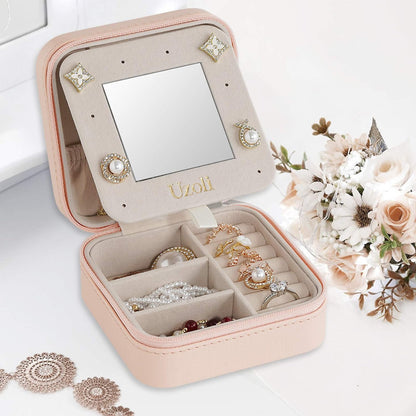 Travel Jewelry Case for Women, Small Travel Jewelry Boxes, Travel Jewelry Organizer for Rings Earrings