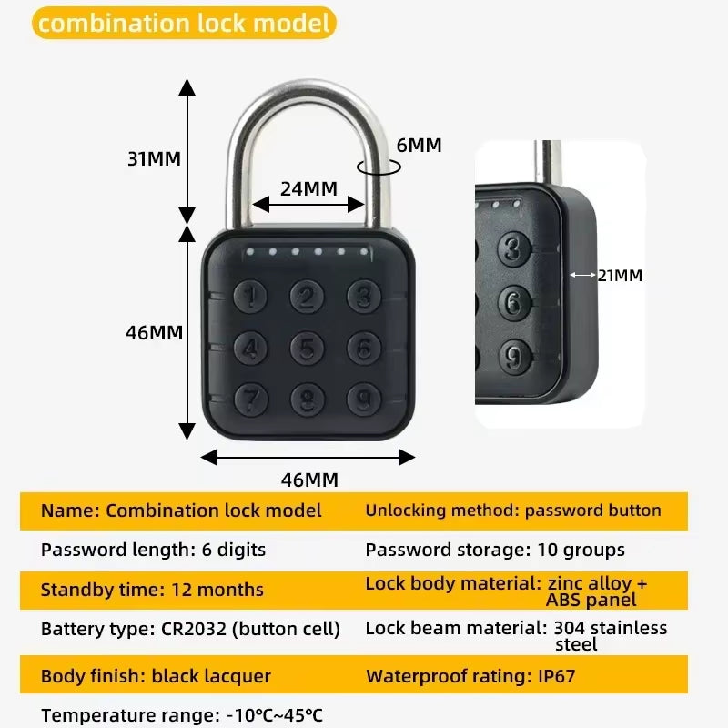 Xiaomi  Electronic Lock Bluetooth Fingerprint Padlock Digital Luggage Lock APP Temporary Password Remotely IP67 Waterproof