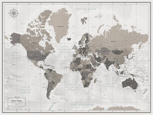 World Travel Wall Map Poster | Push Pin Travel Map Print for Travel Tracking (32 X 24)