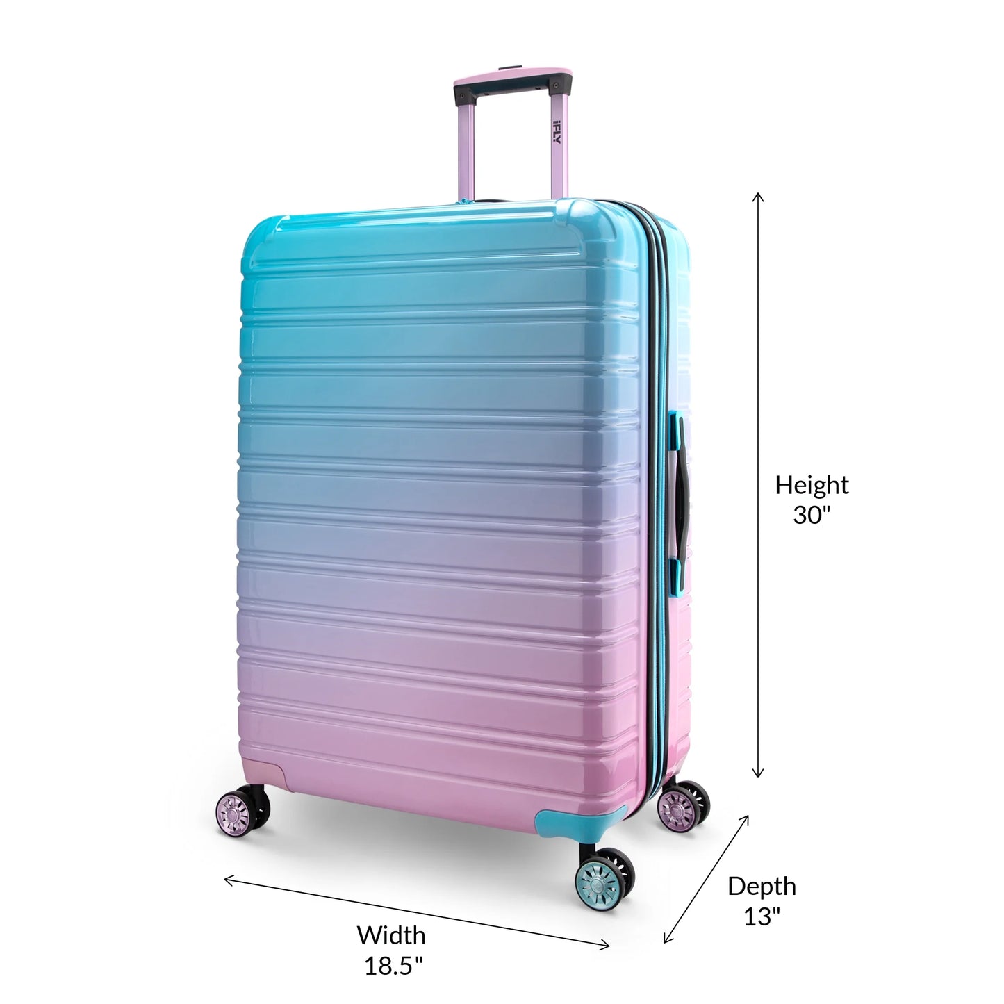 Hardside Fibertech 3 Piece Luggage Set, 20" Carry-On, 24" and 28" Checked Luggage, Cotton Candy