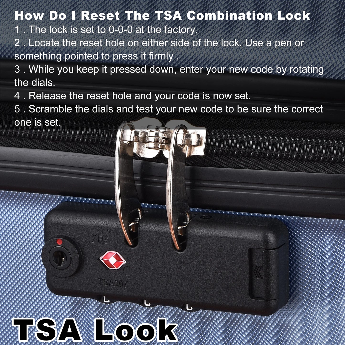 3 Piece Luggage Sets with TSA Lock ABS, Durable Luggage Set, Lightweight Suitcase with Hooks, Spinner Wheels, Cross Stripe Luggage Sets 20In/24In/28In(Dark Blue)